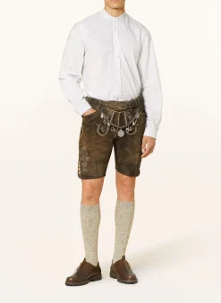 Trachtenhemd Comfort Fit mit Stehkragen und Leinen