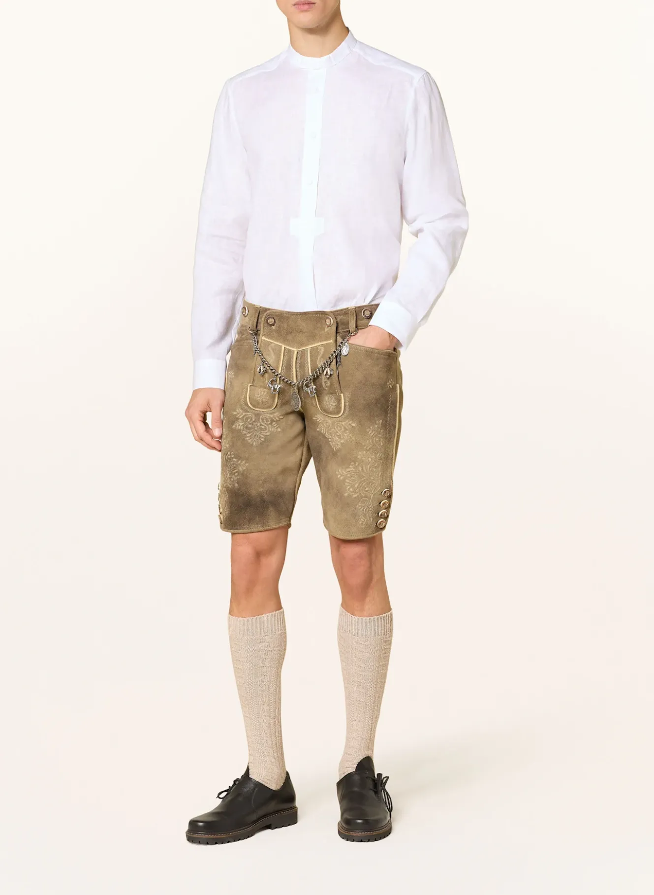 Trachtenhemd Comfort Fit aus Leinen mit Stehkragen