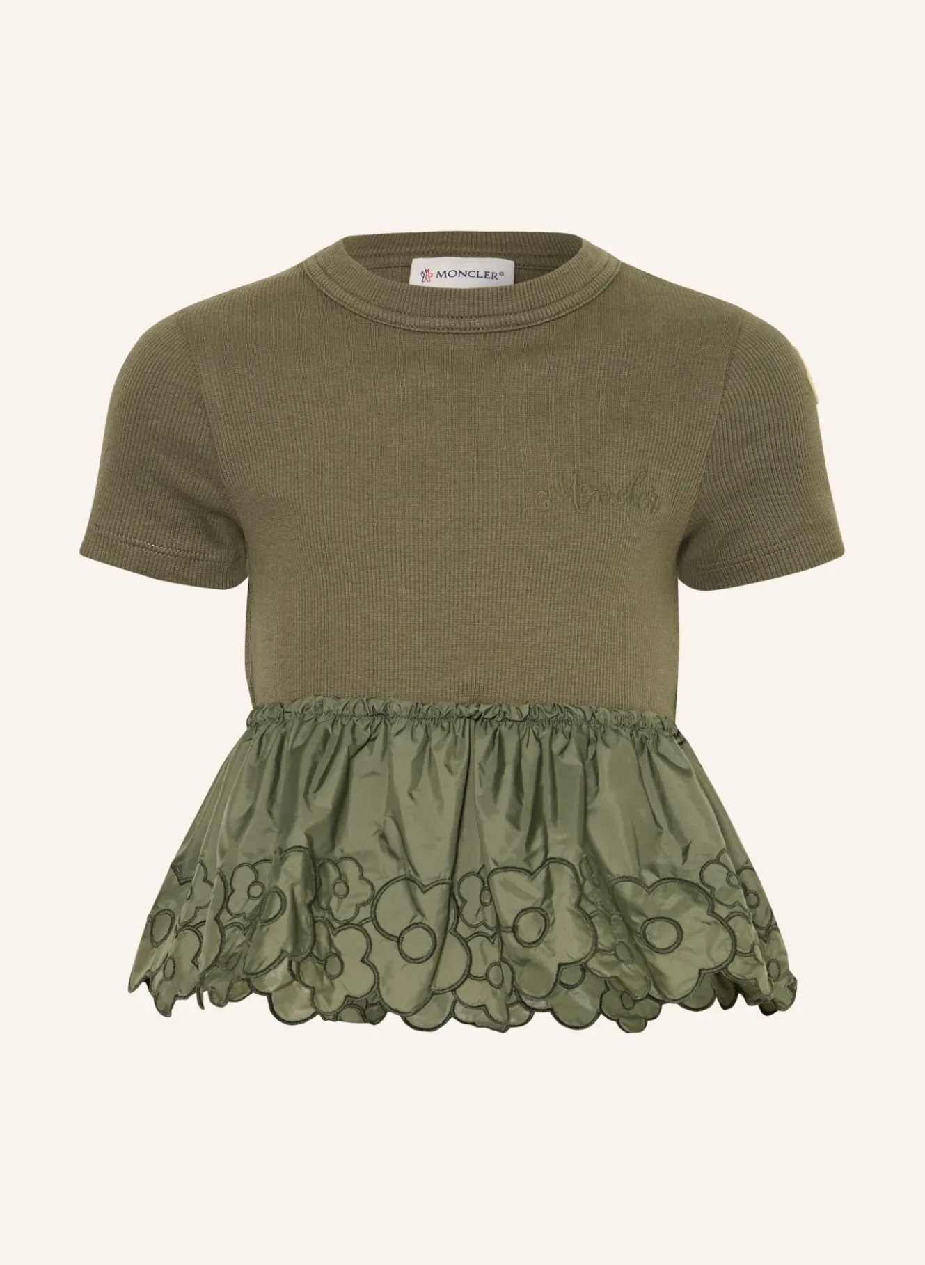 T-Shirt im Materialmix