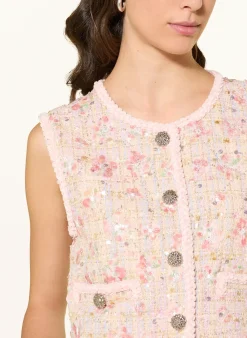 Tweed-Weste mit Pailletten und Glitzergarn