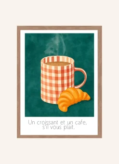 Wandbild CROISSANT & CAFÉ mit Rahmen