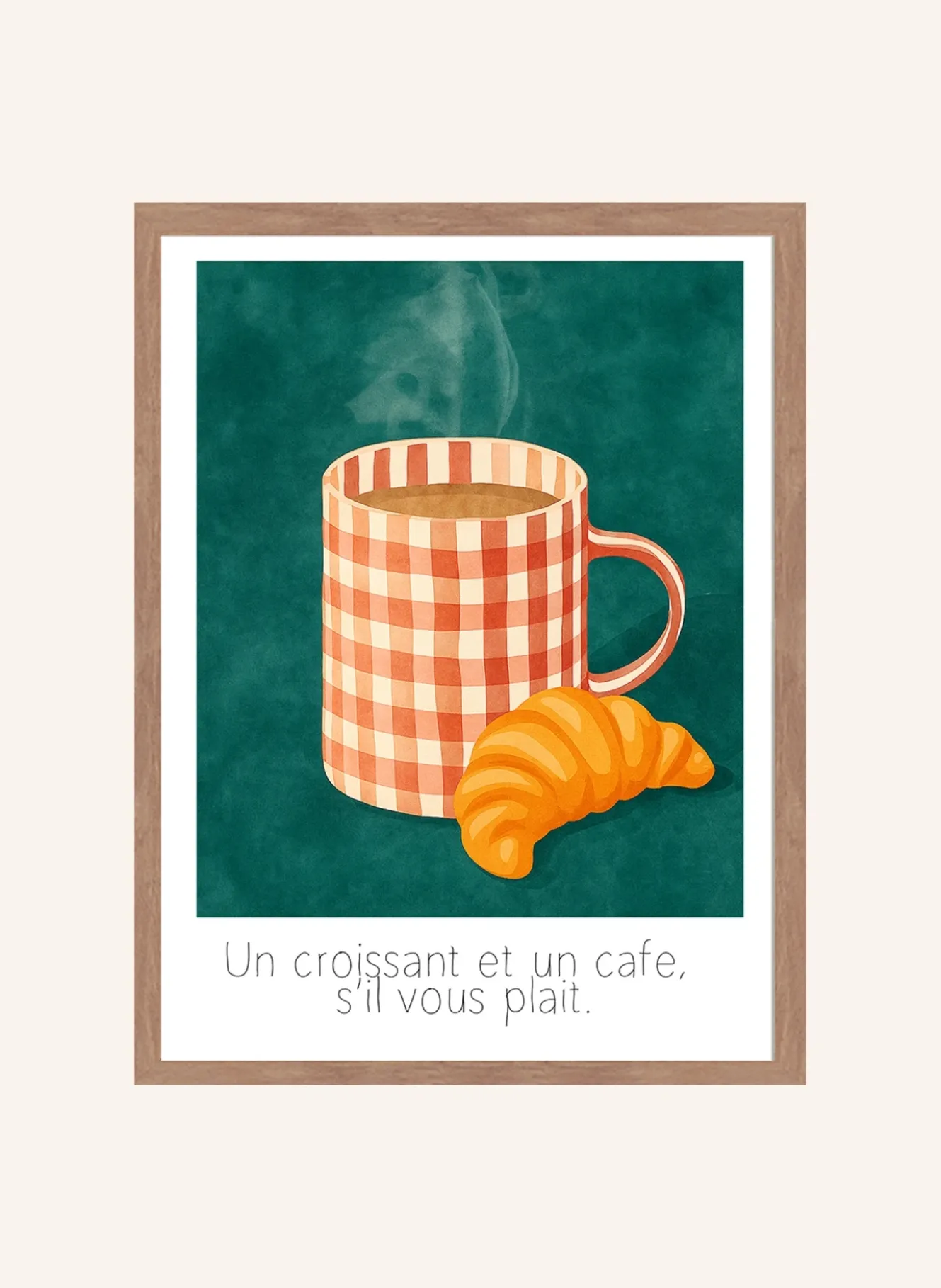 Wandbild CROISSANT & CAFÉ mit Rahmen