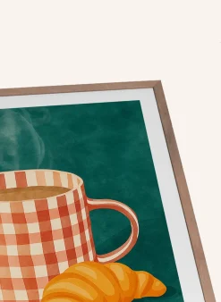 Wandbild CROISSANT & CAFÉ mit Rahmen