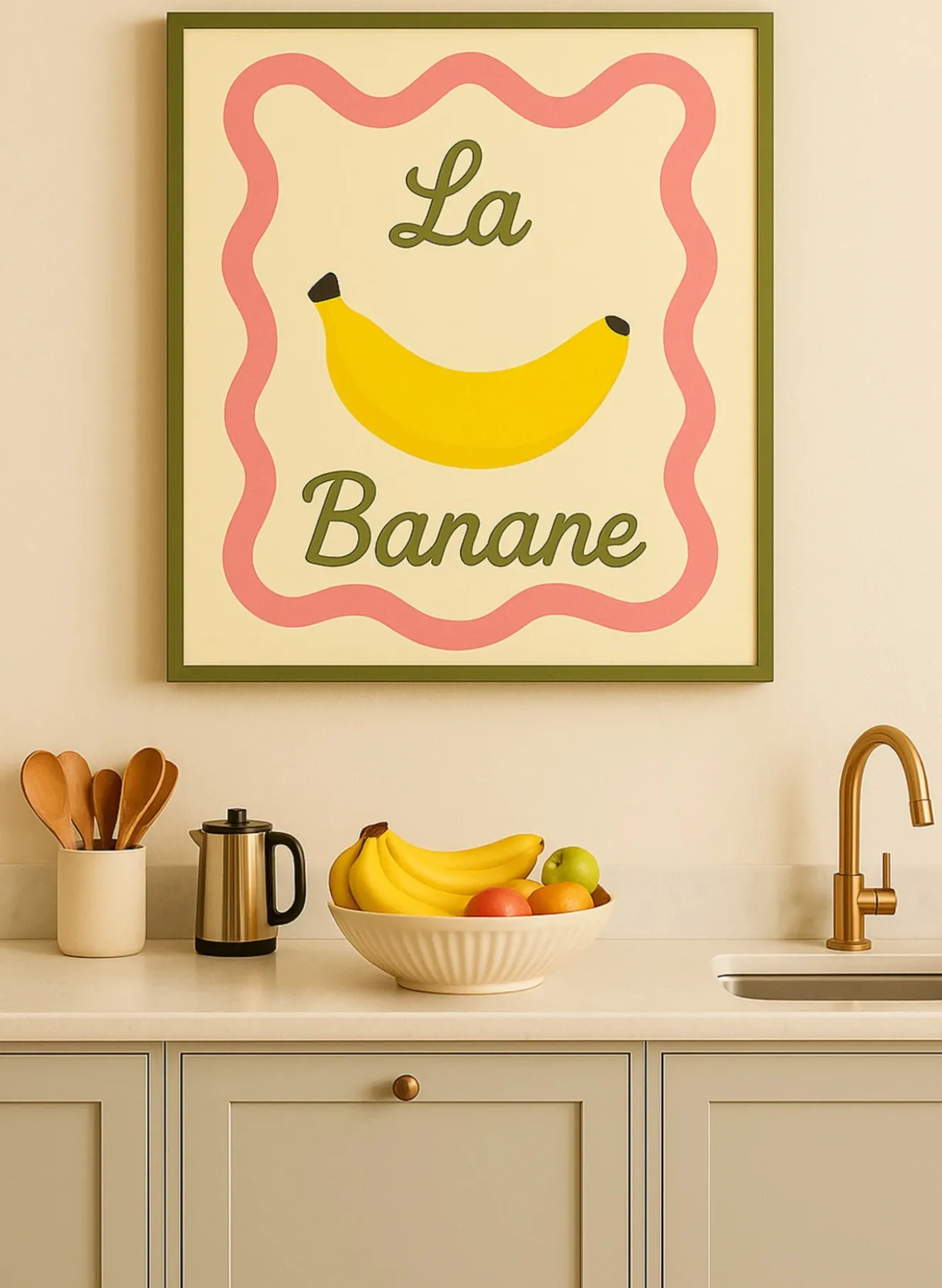 Wandbild DIE BANANE mit Rahmen