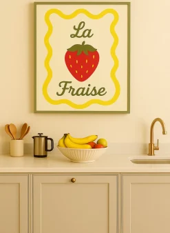 Wandbild DIE ERDBEERE mit Rahmen