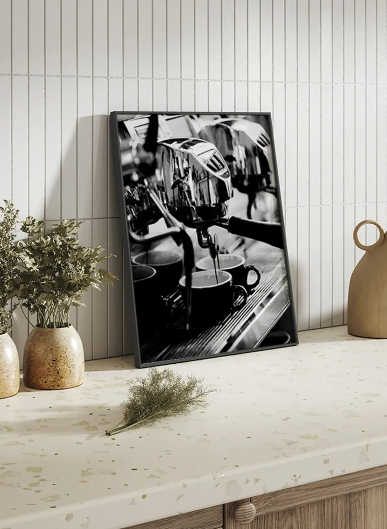 Wandbild FRISCHER KAFFEE mit Rahmen