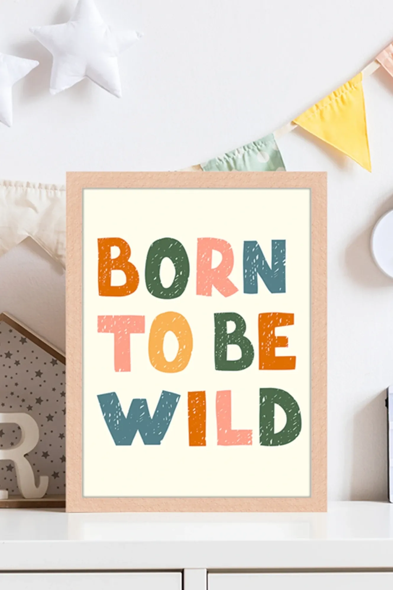 Wandbild GEBOREN, UM WILD ZU SEIN mit Rahmen