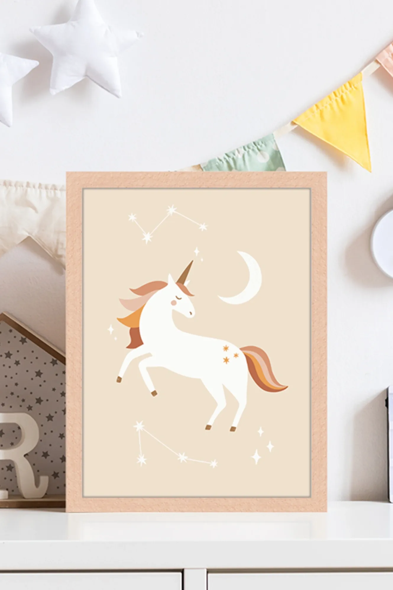Wandbild ICH LIEBE EINHÖRNER mit Rahmen