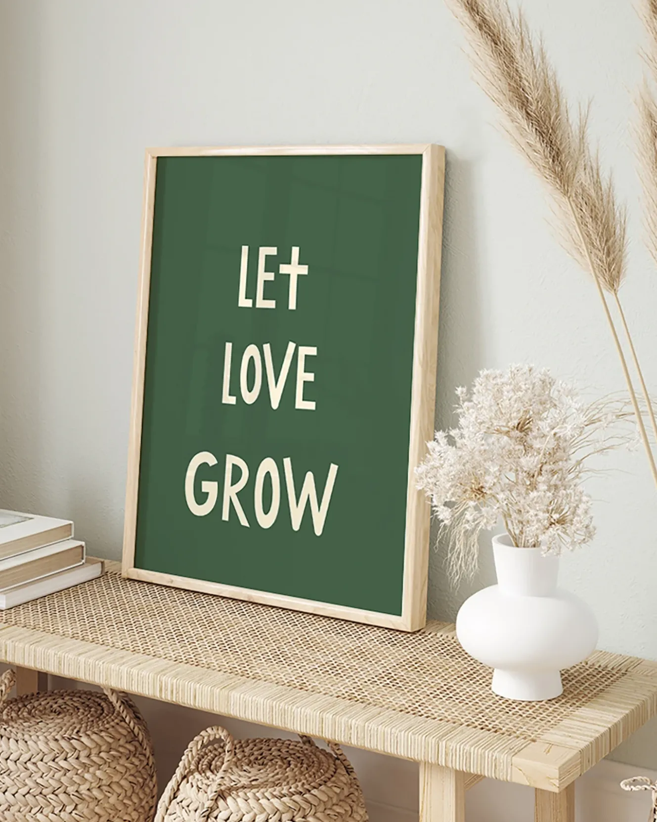Wandbild LET LOVE GROW mit Rahmen