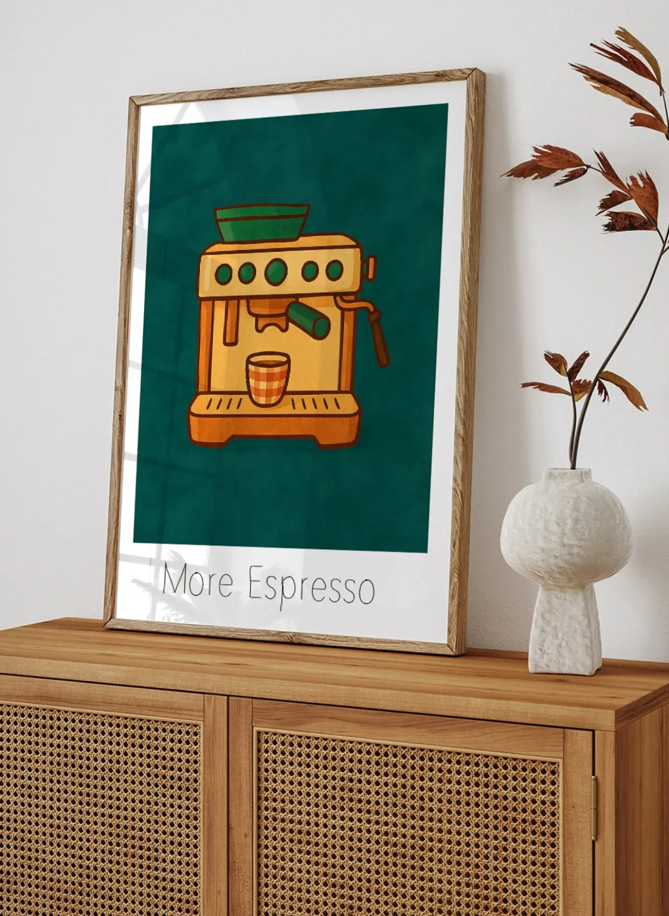 Wandbild MEHR ESPRESSO mit Rahmen