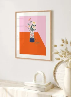 Wandbild VASE MIT BLUMEN mit Rahmen