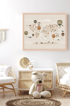 Wandbild WELTKARTE mit Rahmen