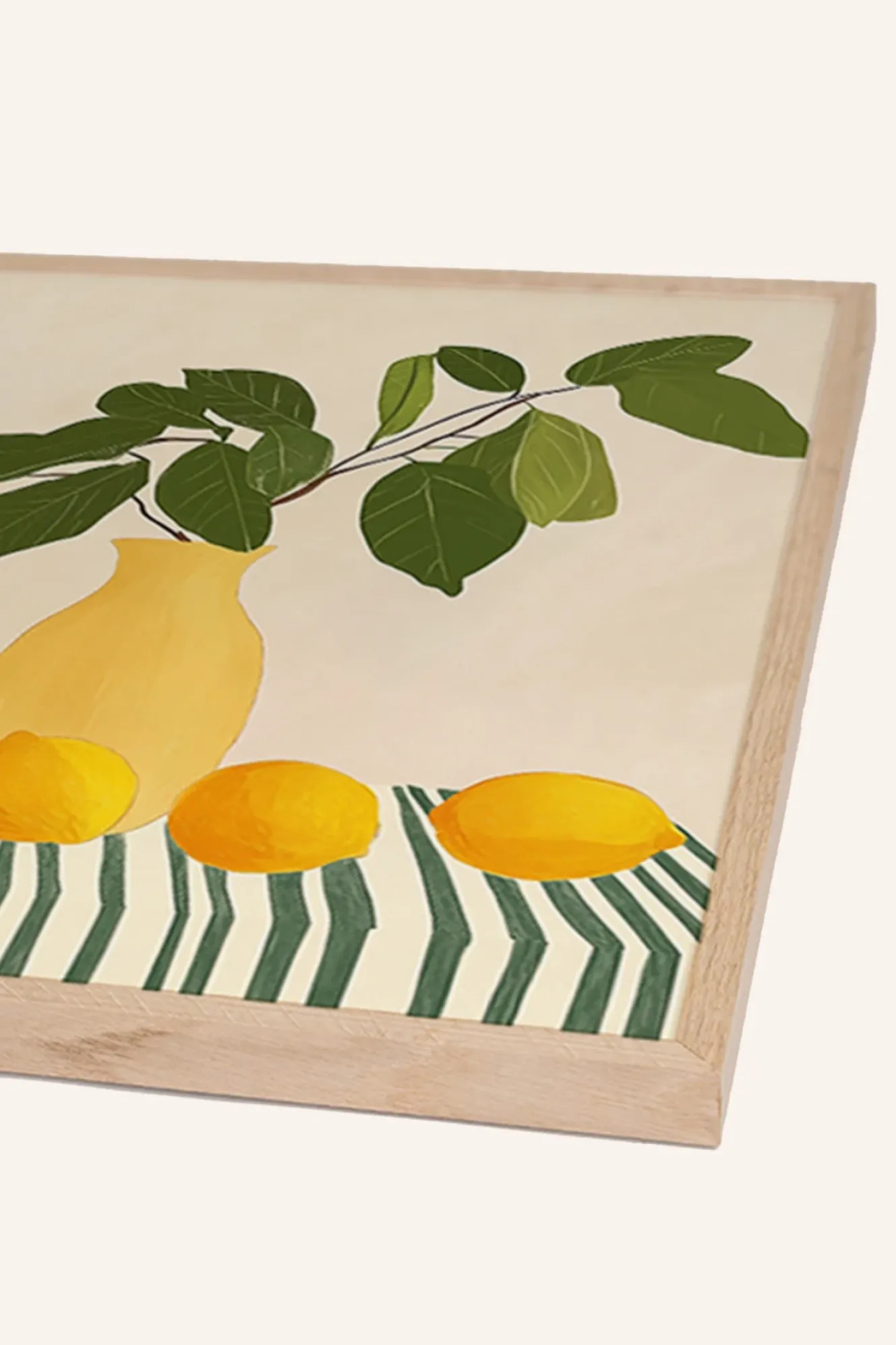 Wandbild ZITRONEN & STREIFEN mit Rahmen
