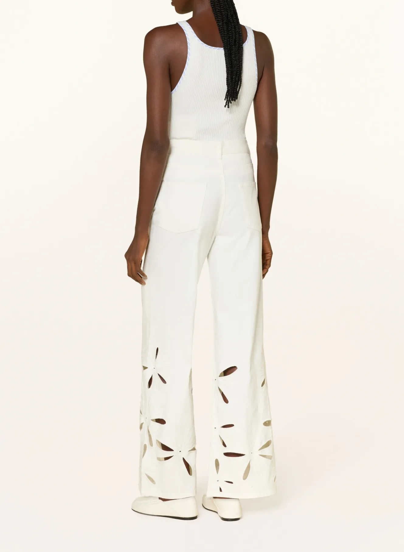 Wide Leg Jeans mit Lochspitze