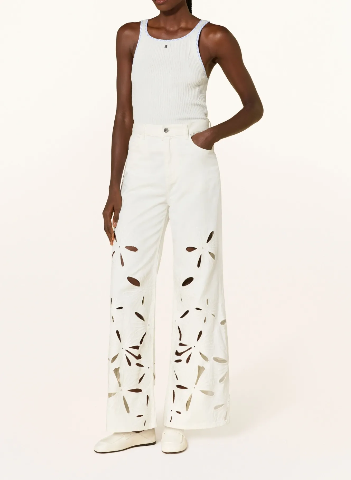 Wide Leg Jeans mit Lochspitze